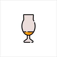 A glass of wine with a yellow liquid inside vector