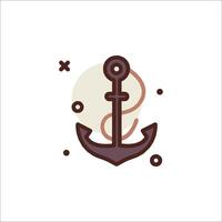 An anchor icon with a rope and a rope vector