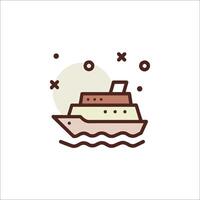 A boat icon with a star and a sun vector