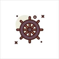 A ship wheel icon in a flat style vector