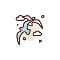 A bird flying in the sky with clouds vector