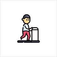 A man is walking on a treadmill vector