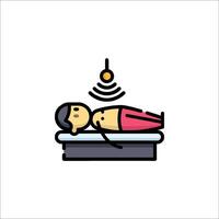 A man laying on a table with a radio on top vector