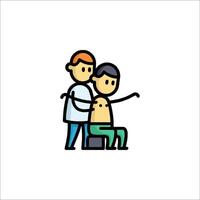 A man is sitting on a chair with a man sitting next to him vector