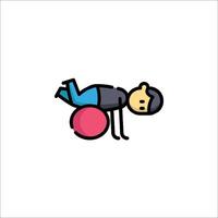 A man is doing a push up on a ball vector