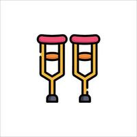 Two crutches with a pink handle on each side vector