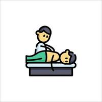 A man is getting a massage on a table vector