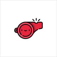 A red whistle icon with a smiley face vector