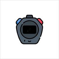 A watch with a red and blue face on it vector