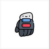 A cartoon robot with a red, blue and white button vector