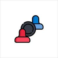 A red and blue button icon on a white background vector