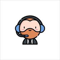 A cartoon character with a headset on his head vector