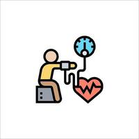 A man is holding a heart monitor and a clock vector