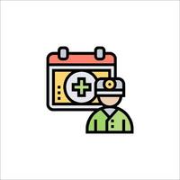 A doctor is standing next to a calendar icon vector