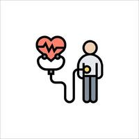 A man with a heart monitor and a heart vector