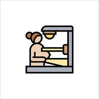 A woman is making a pizza in a machine vector