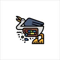 A bird with a box of food in its beak vector