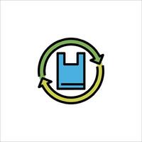 A plastic bag with arrows and a circle vector