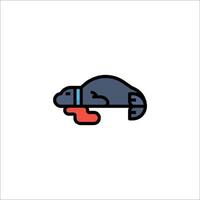 A seal is lying on its back with its head up vector
