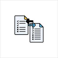 A checklist icon with a blue arrow pointing to the right vector