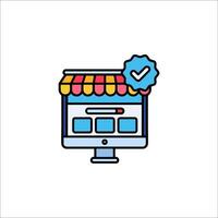 A computer screen with a store icon vector