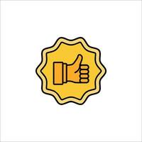 A yellow thumb up icon on a white background vector