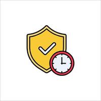 A clock and a shield icon vector