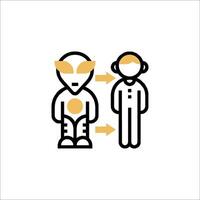 Alien and human icon vector