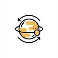 Planet earth with a yellow arrow pointing to it vector