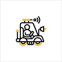 A man driving a car with a radio on the dashboard vector
