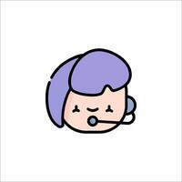 A cartoon character with a headset on her head vector