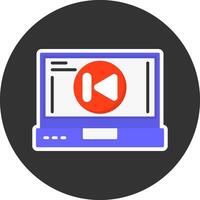 Skip backward Flat Grey Circle Style Icon vector