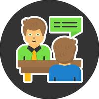 Interview Flat Grey Circle Style Icon vector