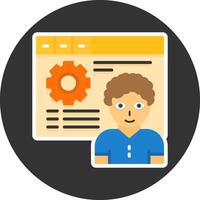 Competition analysis Flat Grey Circle Icon Style vector