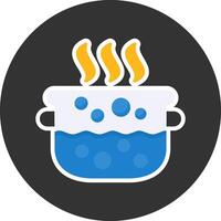 Water Boiling Flat Grey Circle Style Icon vector