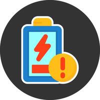 Battery Low Flat Grey Circle Style Icon vector