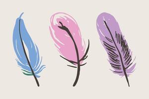 feathers illustration with hand drawing sketch doodle style vector