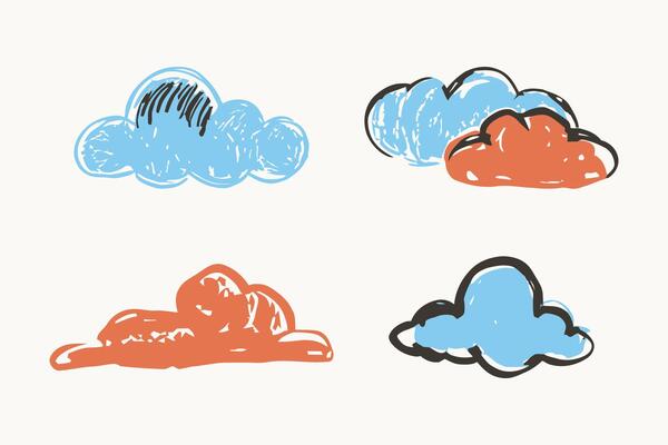 clouds illustration with hand drawing sketch doodle style