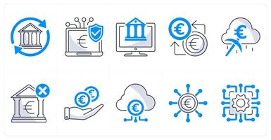 A set of 10 euro icons as bank transfer, secure payment gateway, digital banking vector
