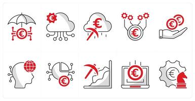 A set of 10 euro icons as insuretech, saas, cloud mining vector