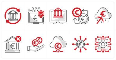 A set of 10 euro icons as bank transfer, secure payment gateway, digital banking vector