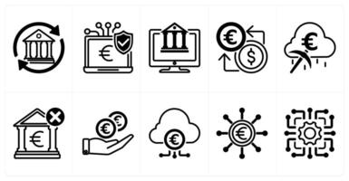 A set of 10 euro icons as bank transfer, secure payment gateway, digital banking vector