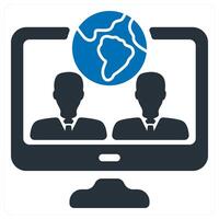 Virtual Team and digital icon concept vector