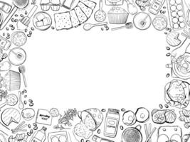 Baking Recipe Frame Template in Vintage Style with Doodles vector