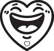 A laughing heart outline lineart funny icon. vector
