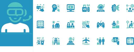 Virtual and Augmented Reality Icon Set Editable vectors for AR VR innovation, technology, and digital experiences