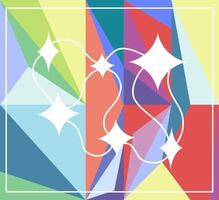 Abstract star constellation on a colorful geometric background. vector