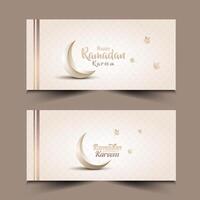 ramadan kareem greeting cards with moon and crescent vector