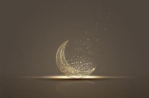islamic greeting ramadan kareem card design background with crescent moon vector