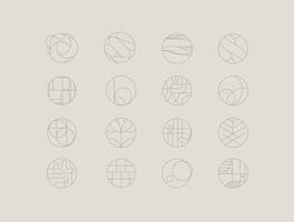 Circle shape icons drawing linear art style on light background vector